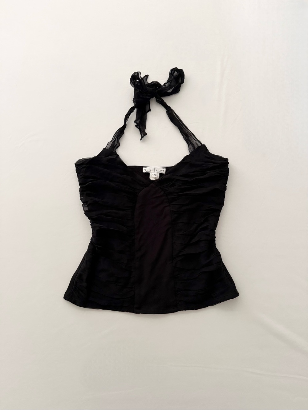 Y2K whimsical White House black silk halter top